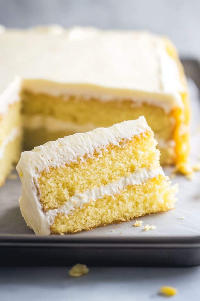 Preparing the Lemon Velvet Sheet Cake