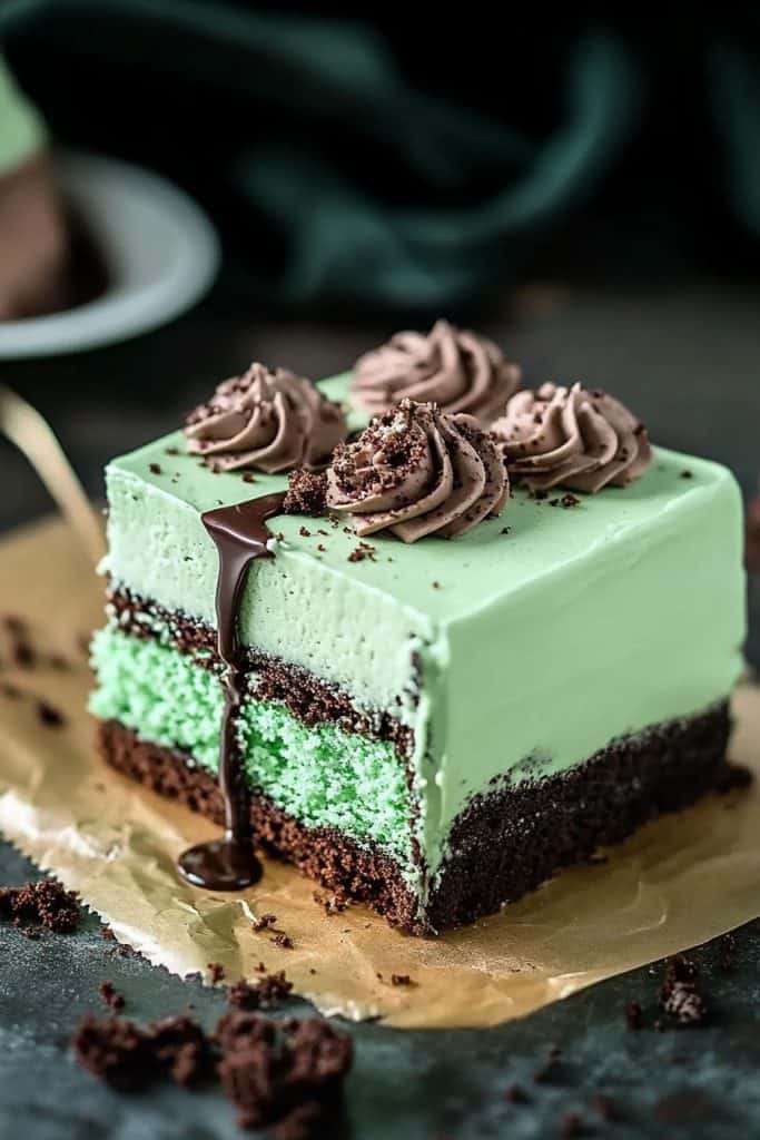 Serving the Creme de Menthe Cake