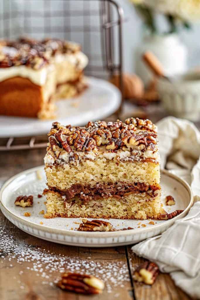 Serving the Amazing Pecan Coffee Cake