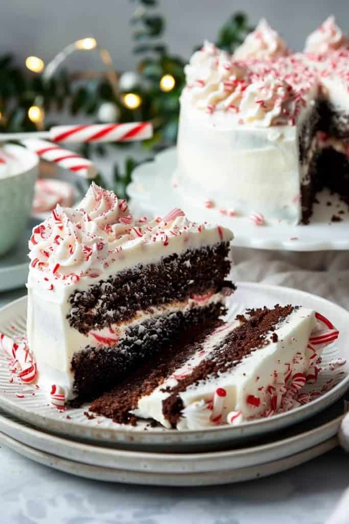 Serving the Chocolate Peppermint Cake