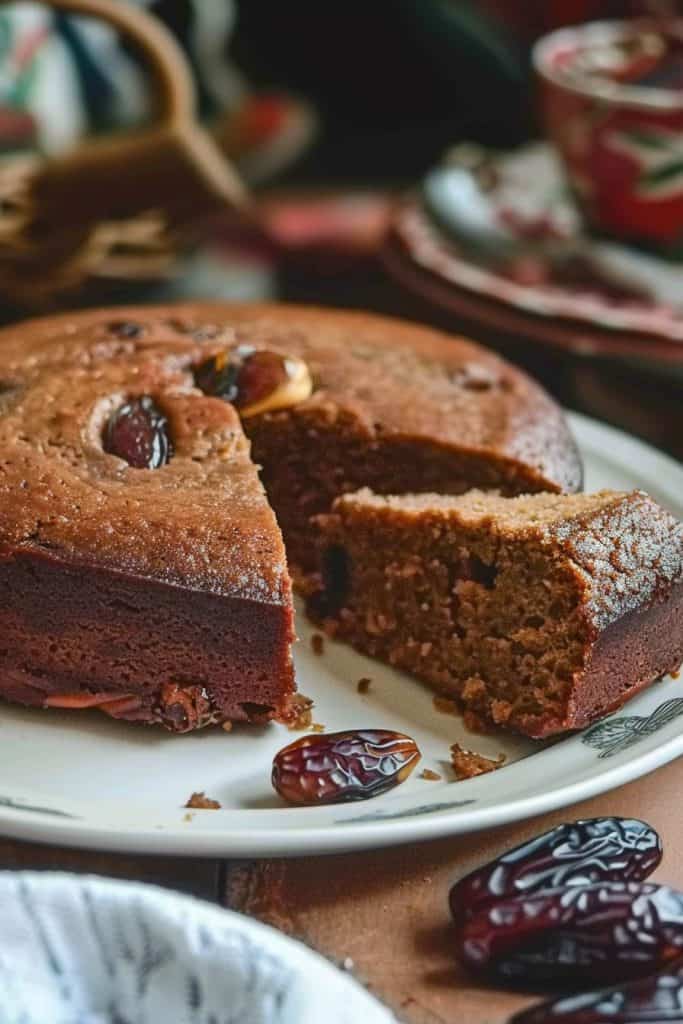 Serving the Eggless Dates Cake