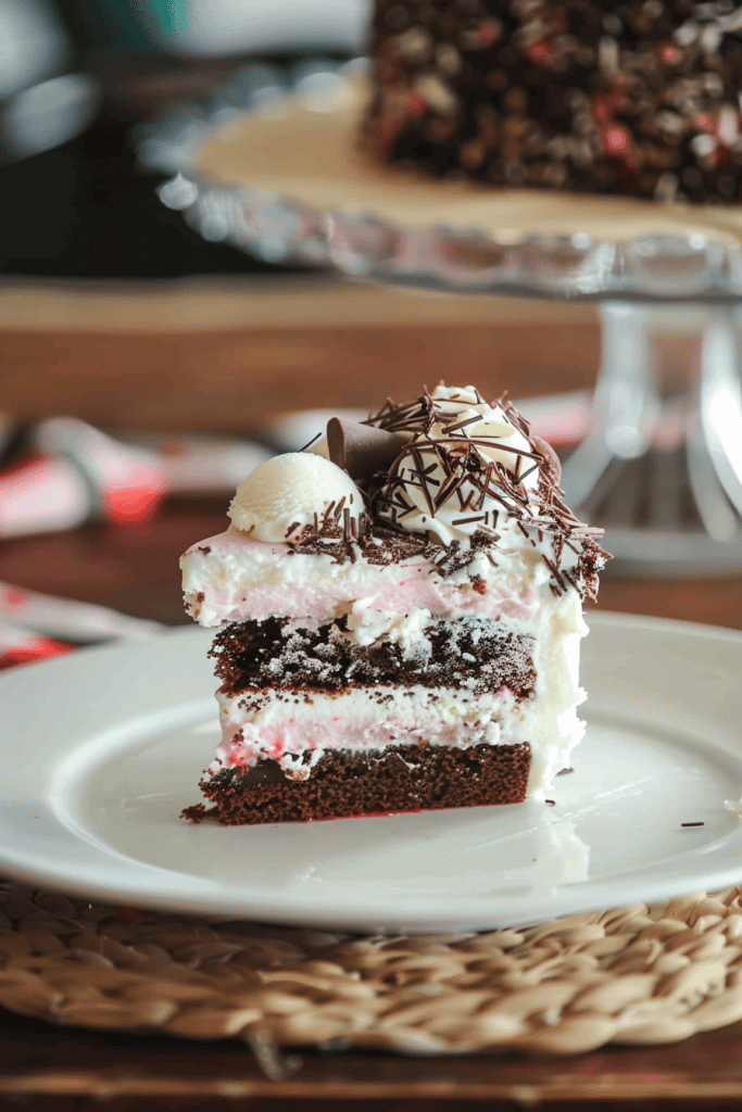 Serving the Lamington Ice Cream Cake