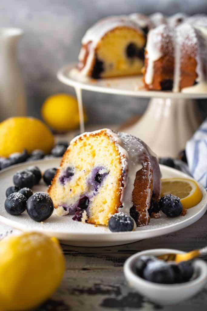 Serving the Lemon Blueberry Bundt Cake