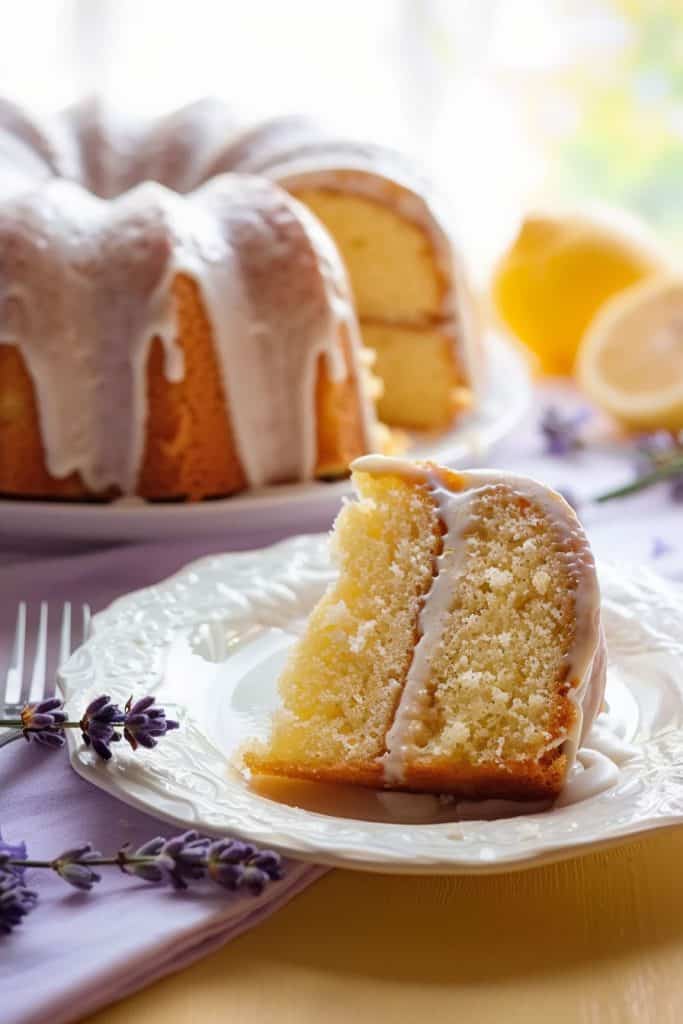 Serving the Lemon Lavender Bundt Cake