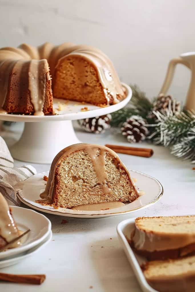 Serving the Maple Bundt Cake with Cinnamon Maple Glaze