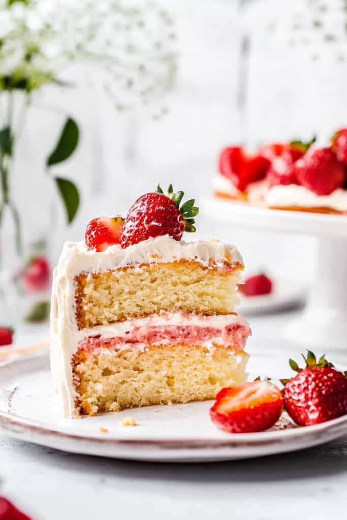 Serving the Vegan Strawberry Lemon Cake