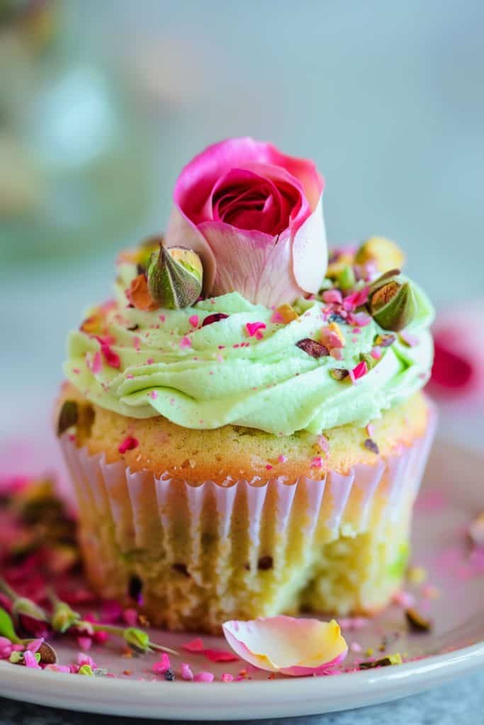 Storage Tips Pistachio and Rose Cupcake