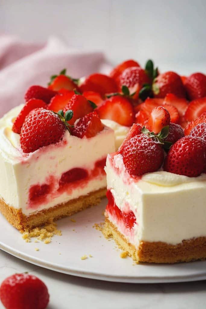 Storage the Strawberries and Cream Cheesecake