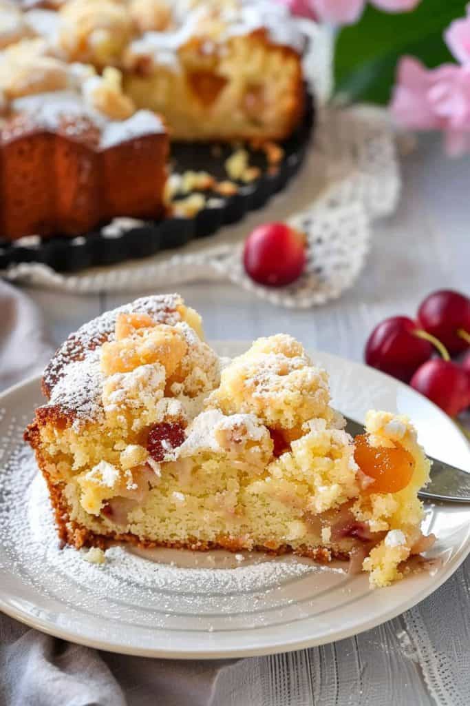 Traditional German Apricot Crumb Cake