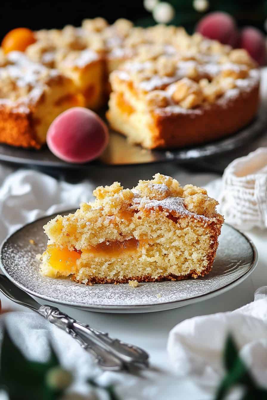 Traditional German Apricot Crumb Cake