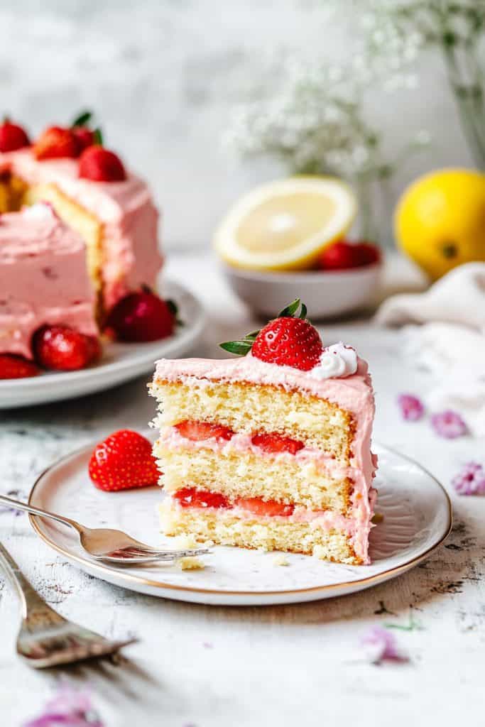 Vegan Strawberry Lemon Cake