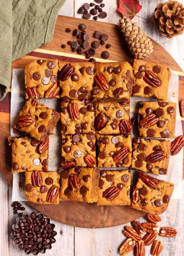 1. Gooey Chocolate Chip Pumpkin Bars