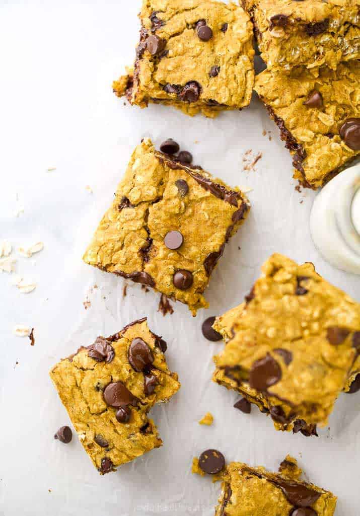 3. Pumpkin Chocolate Chip Oatmeal Breakfast Bars