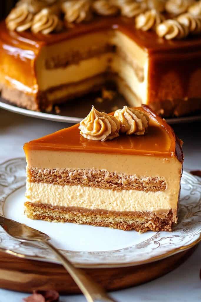 Serving the Dulce de Leche Cheesecake