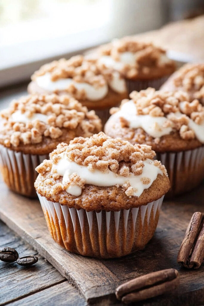 Assembling the Cinnamon Coffee Cake Muffins