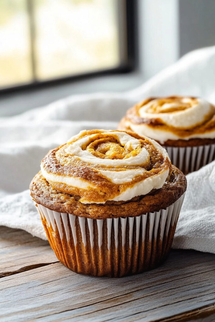 Pumpkin Cream Cheese Swirl Muffins