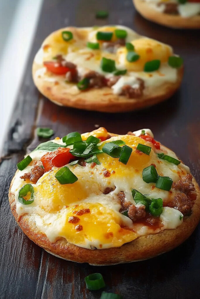 Serve the English Muffin Breakfast Pizza