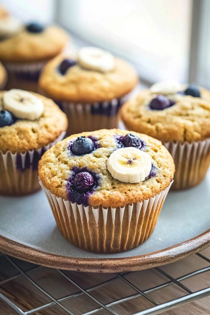 Serving Banana Blueberry Muffins