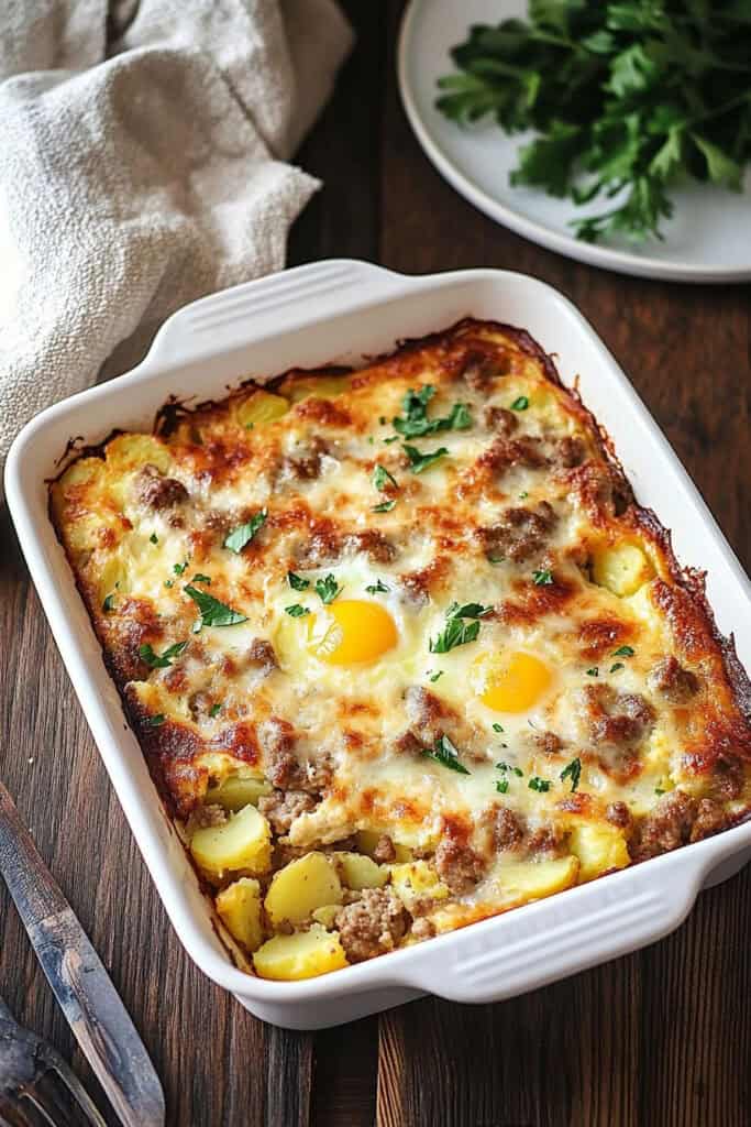 Serving the Sausage, Egg, and Potato Casserole