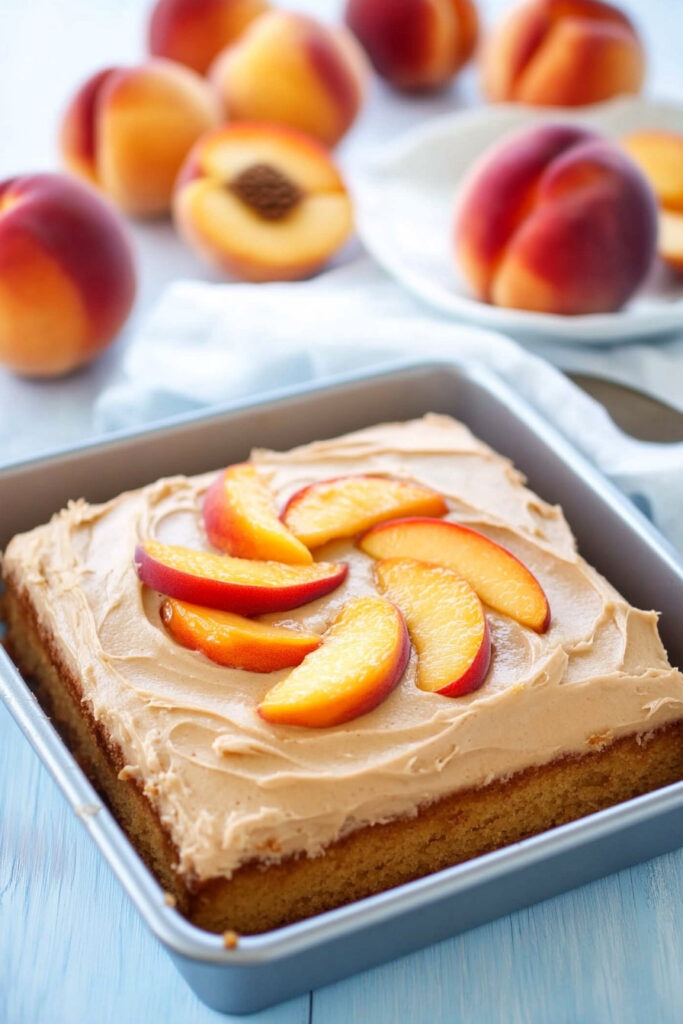 Customizations Peach Cake with Brown Sugar Frosting