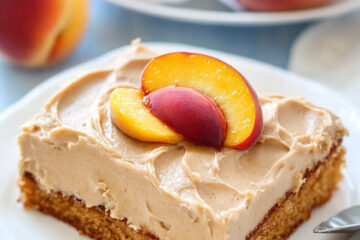 Peach Cake with Brown Sugar Frosting