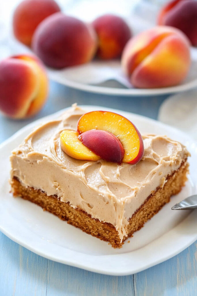 Peach Cake with Brown Sugar Frosting