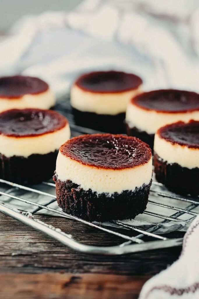 Serving Mini Black Bottom Cheesecakes