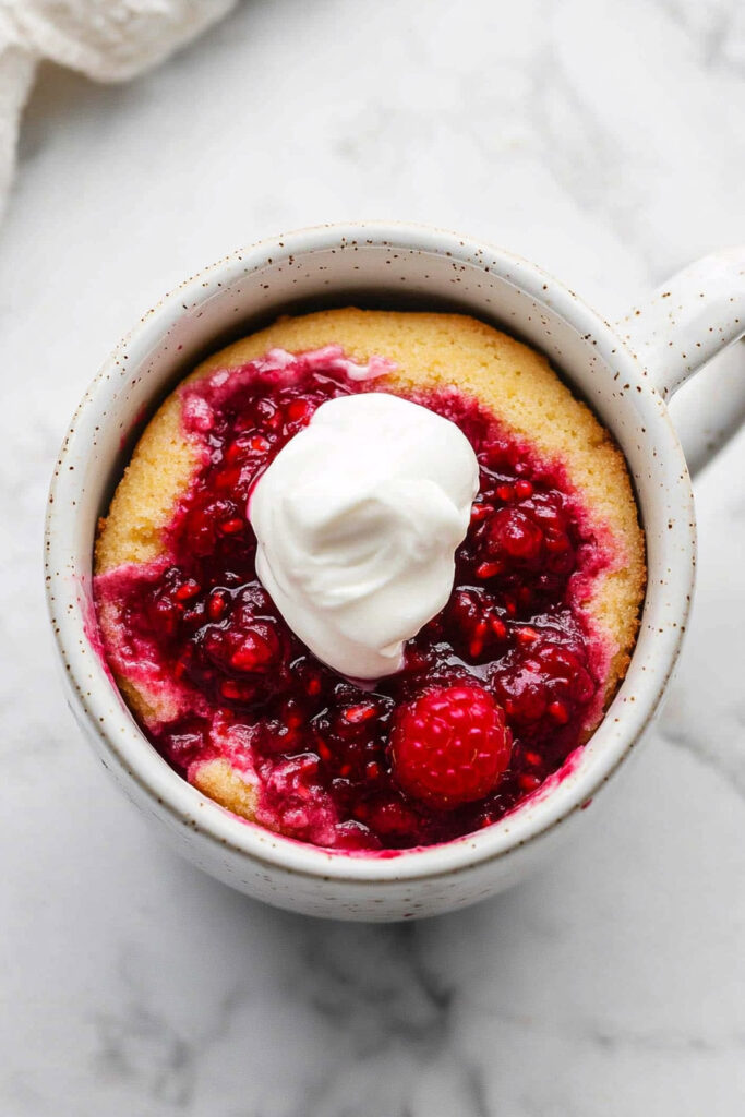 Serving Raspberry Mug Cake