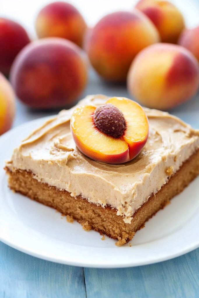 Serving Tips Peach Cake with Brown Sugar Frosting