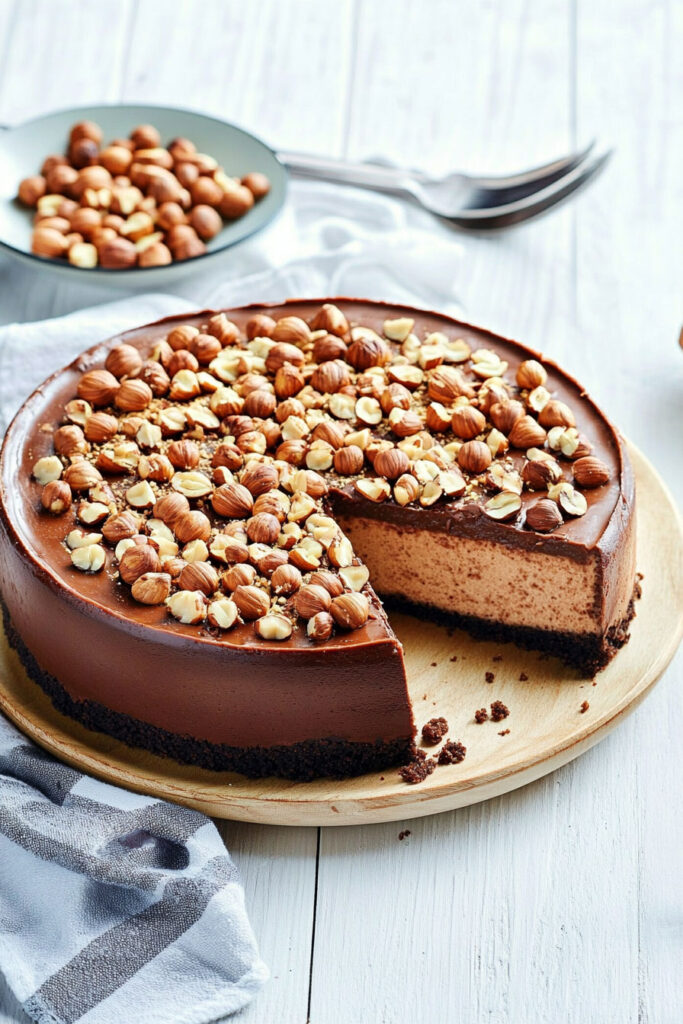 Serving the Chocolate Hazelnut Cheesecake