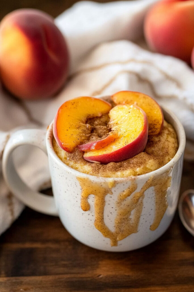 Serving the Peach Mug Cake