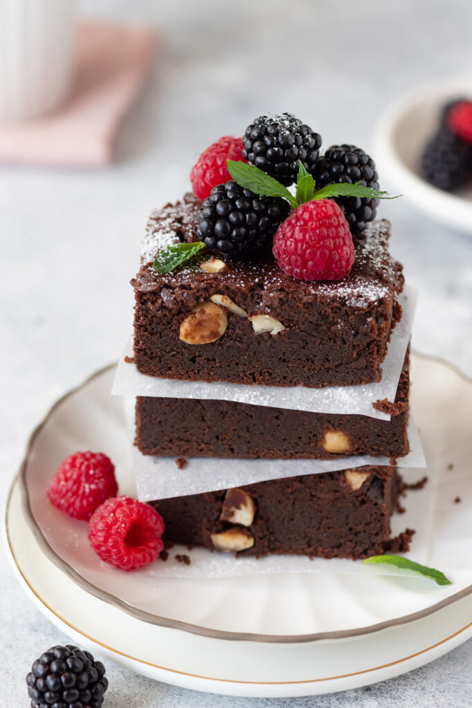 Bake Nutty Chocolate Brownies with Fresh Berries