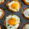 Cheesy Hash Brown Cups with Baked Eggs