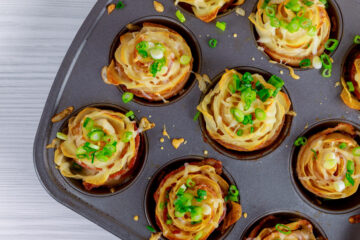 Cheesy Potato Roses with Green Onions