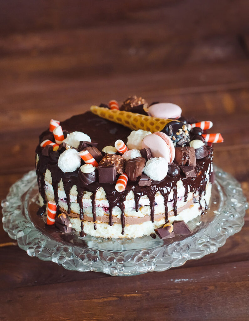 Chocolate Drip Candy Overload Cake