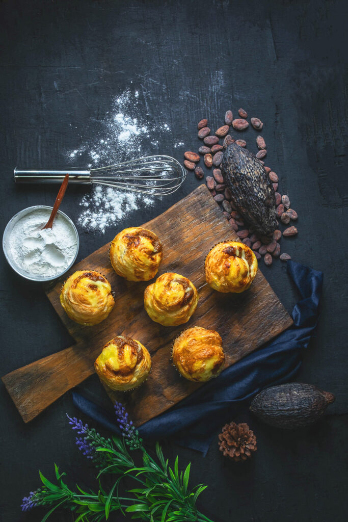 Cocoa Swirl Custard Muffins