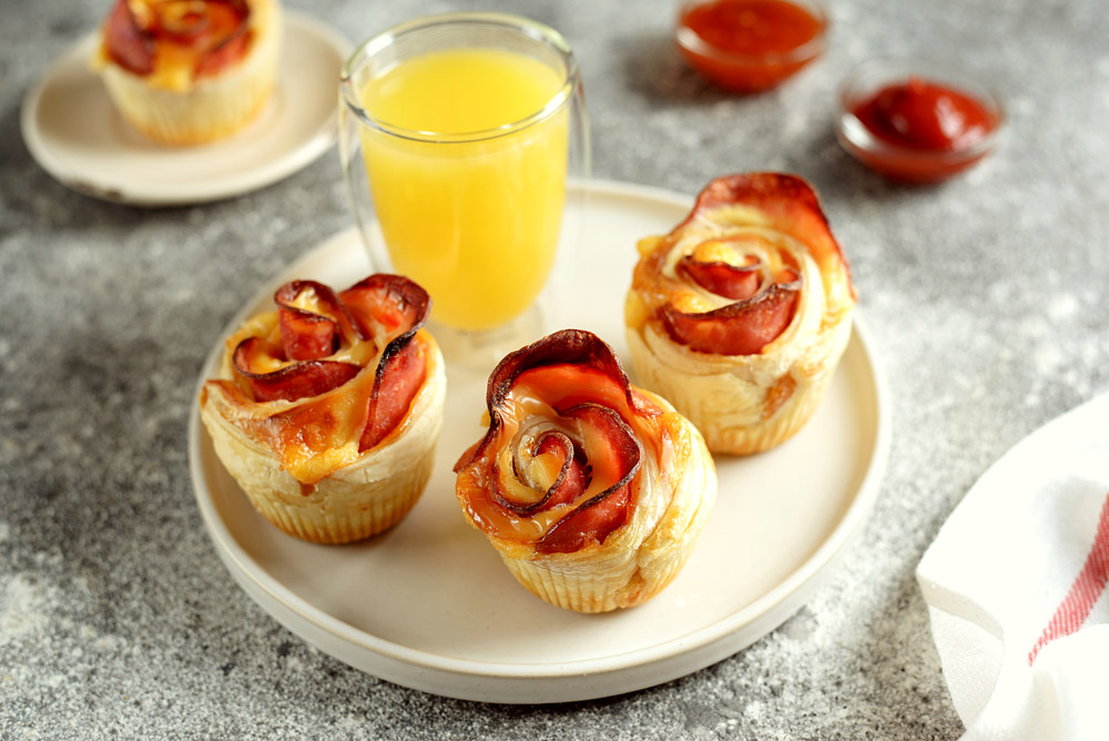 Customization Cheesy Puff Pastry Rose Muffins