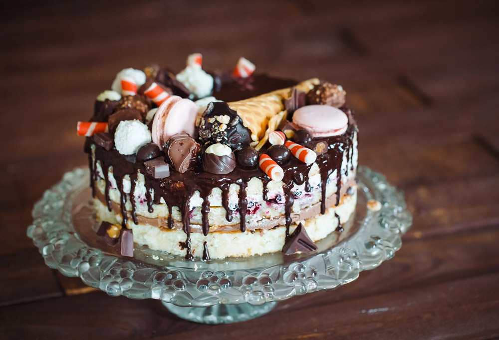 Customization Chocolate Drip Candy Overload Cake