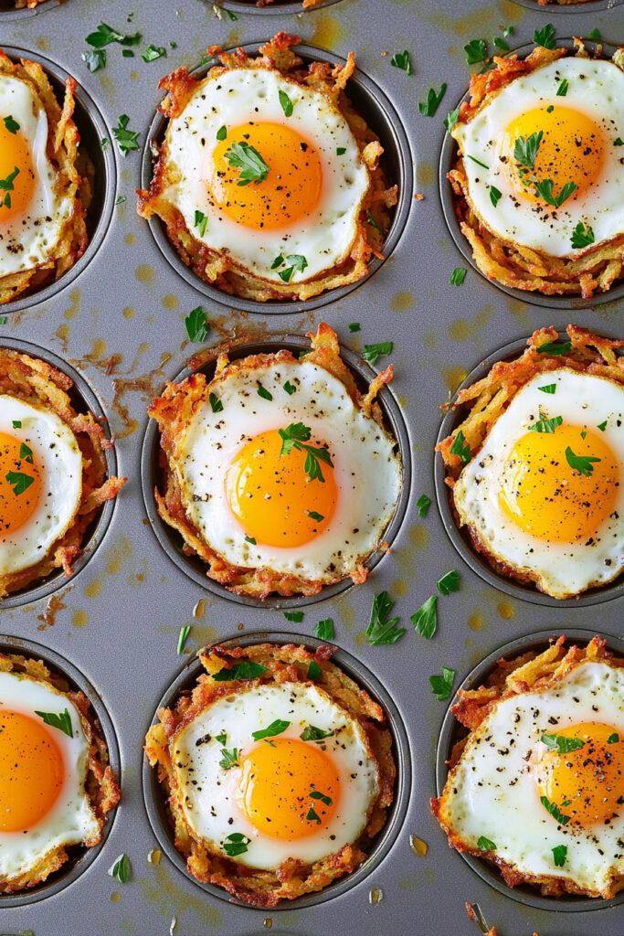 Customize Cheesy Hash Brown Cups with Baked Eggs