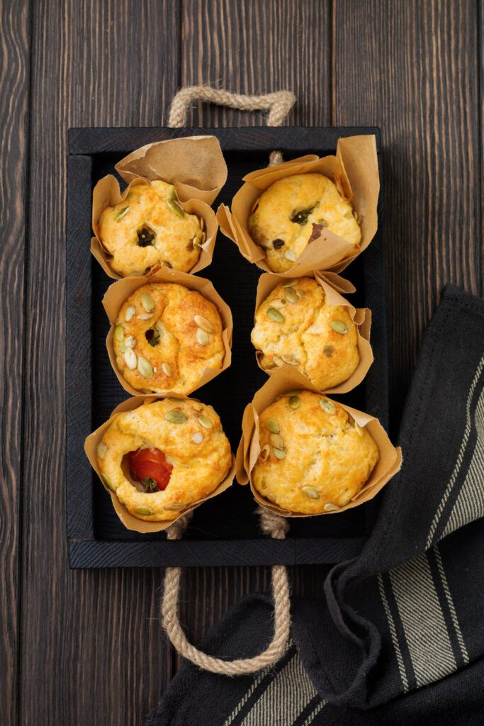 How to Serve Savory Cheese and Veggie Muffins with Pumpkin Seeds