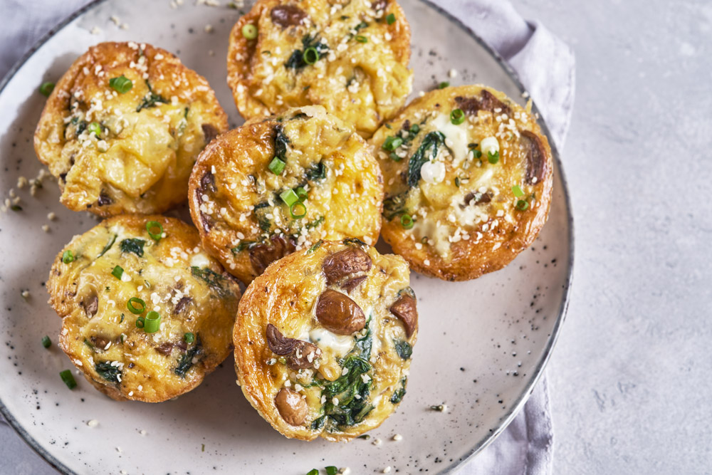 How to Serve Vegetarian Egg Muffins with Mushroom, Spinach, and Cheese