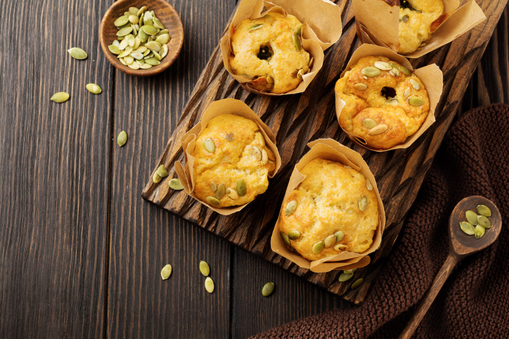 Savory Cheese and Veggie Muffins with Pumpkin Seeds REcipe