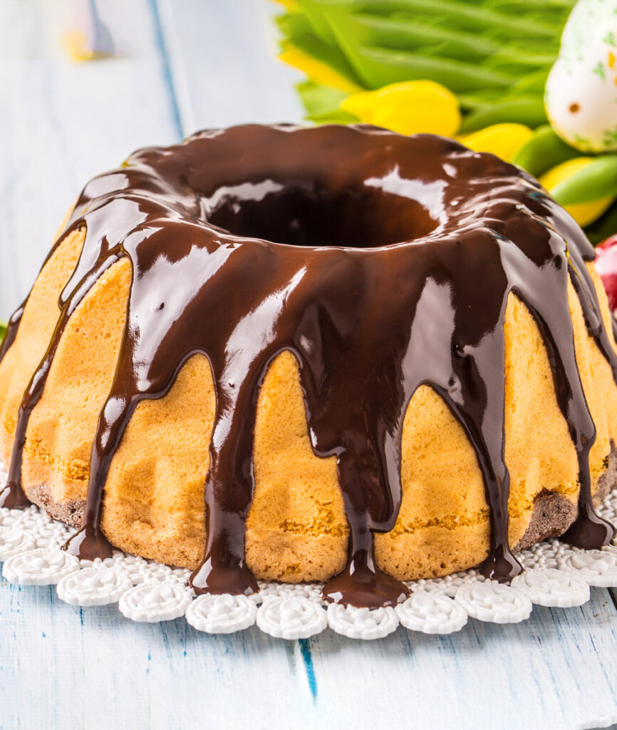 Serving Chocolate Glazed Bundt Cake