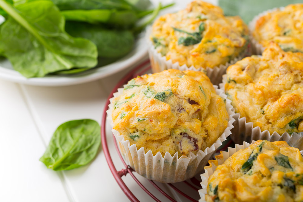 Storage Tips Spinach & Cheddar Savory Muffins