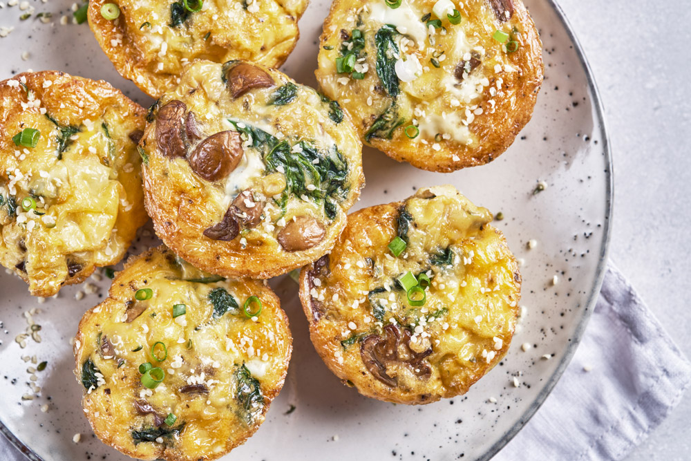 Variations Vegetarian Egg Muffins with Mushroom, Spinach, and Cheese