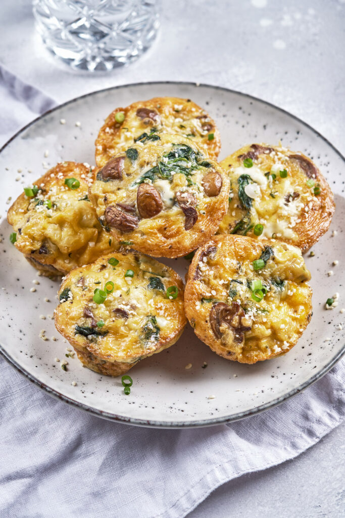 Vegetarian Egg Muffins with Mushroom, Spinach, and Cheese