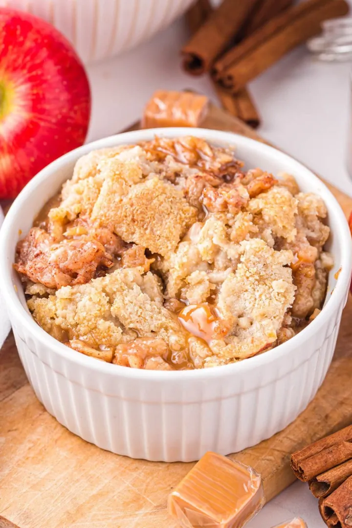 Air Fryer Caramel Apple Dump Cake