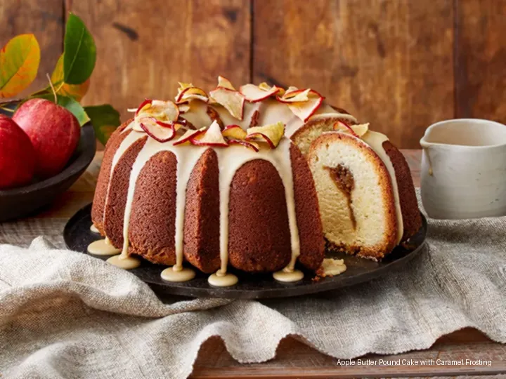 Apple Butter Pound Cake with Caramel Frosting