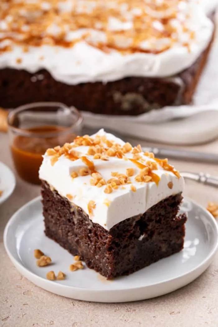 Chocolate Toffee Poke Cake