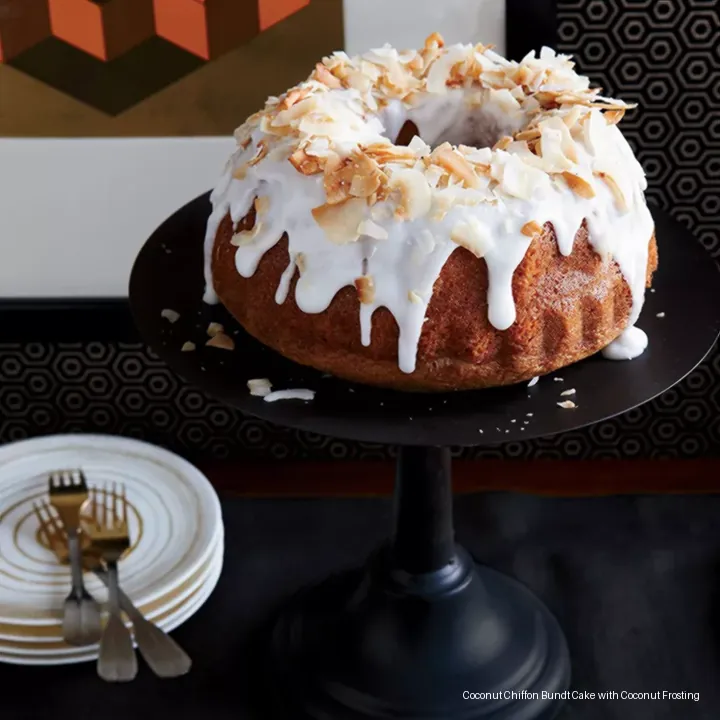 Coconut Chiffon Bundt Cake with Coconut Frosting